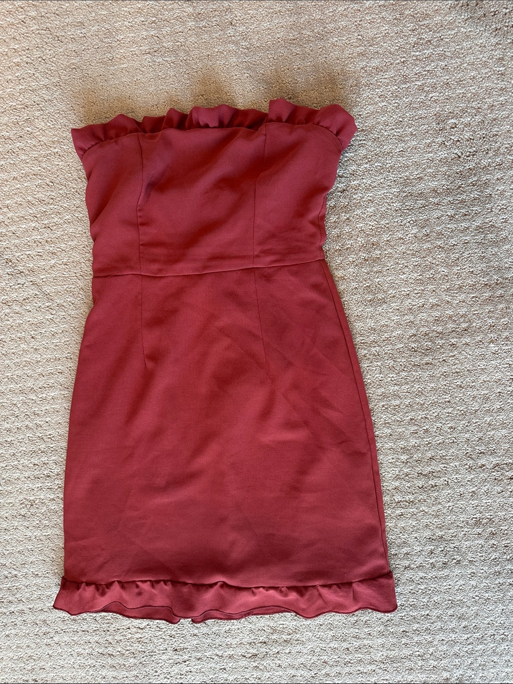 Lulu's Rustic Red Strapless Mini Dress - Picture 2 of 4